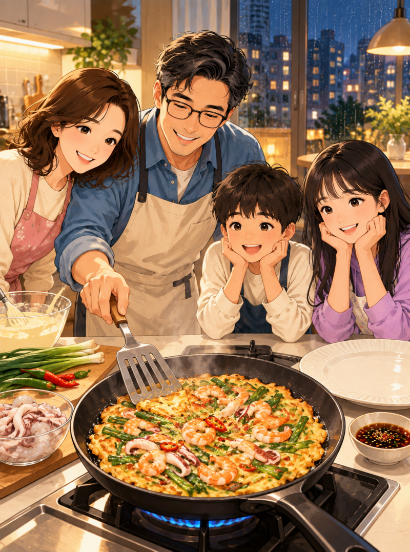 해물파전 만들기｜쪽파와 해산물 듬뿍 넣어 집에서 바삭하게 만드는 방법