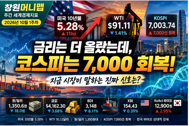 2026년 10월 1주차｜미국 10년물 5.28%, 신용스프레드 확대…그래도 코스피는 7,000선 회복
