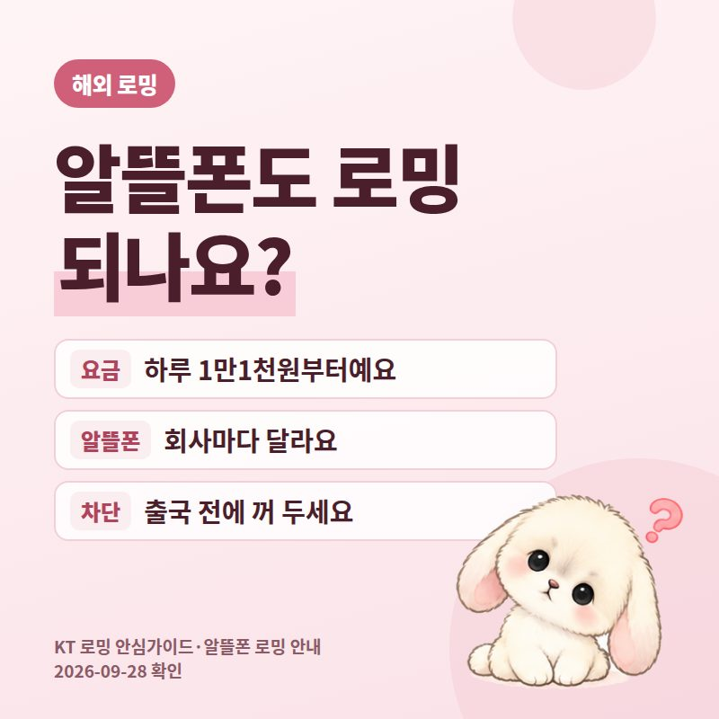 해외여행 로밍 하루 1만1천원, 알뜰폰 쓰는 사람도 로밍이 될까요
