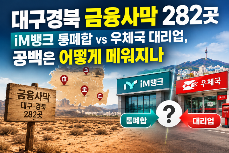 대구경북 금융사막 282곳 — iM뱅크 통폐합 vs 우체국 대리업, 공백은 어떻게 메워지나