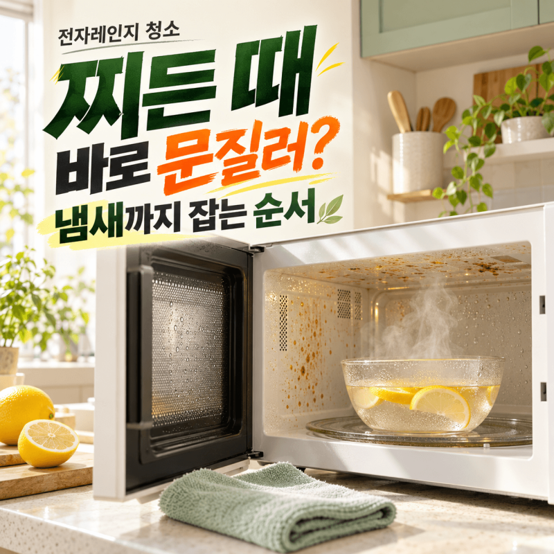 [전자레인지 기름때] 전자레인지 청소 방법, 찌든 때 불려 닦고 냄새까지 잡는 순서