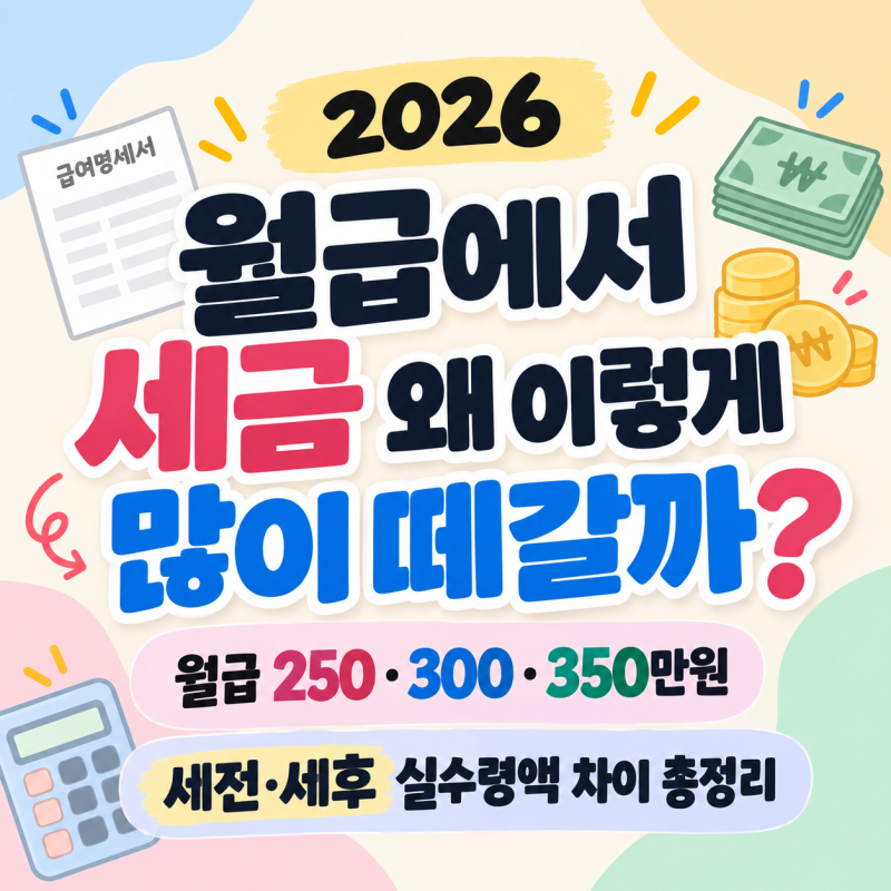 2026 월급 250·300·350만 원 실수령액 세금 떼면 실제 얼마 받을까?
