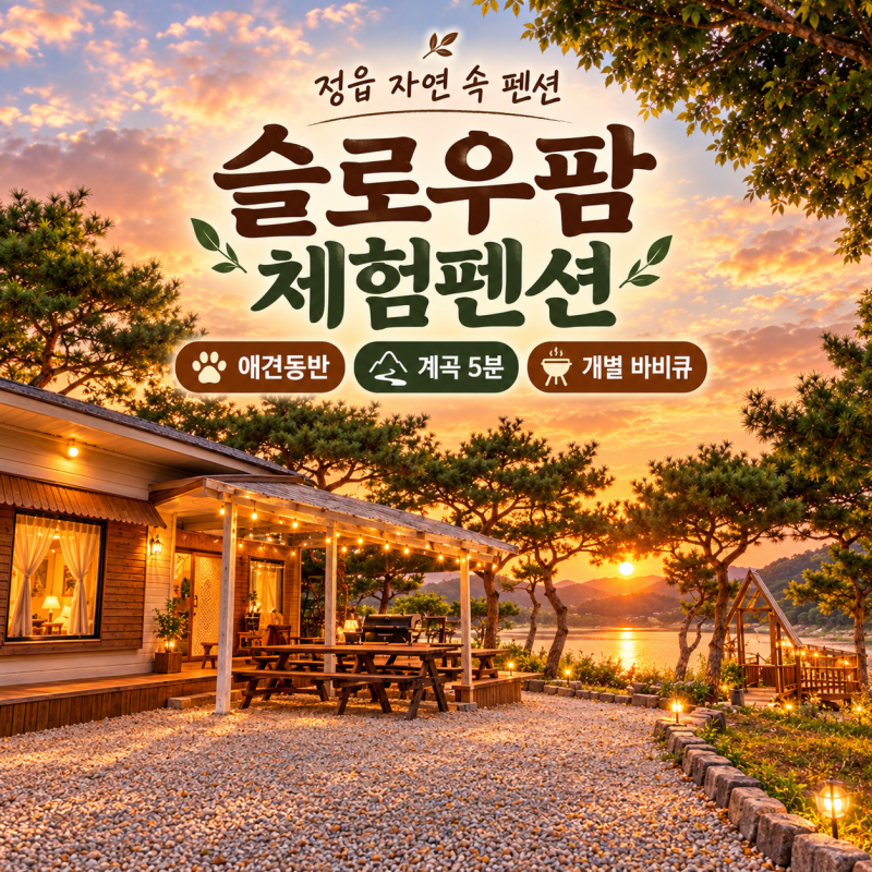 정읍 구절초 꽃축제 숙소 추천, 슬로우팜 체험펜션(애견동반,계곡,바베큐)