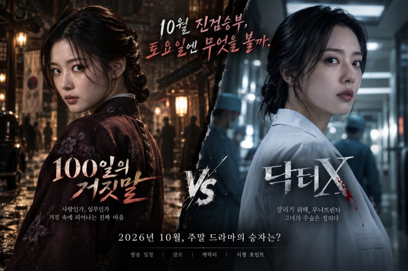 김유정 100일의 거짓말 vs 김지원 닥터X, 2026년 10월 주말 드라마 승자는?