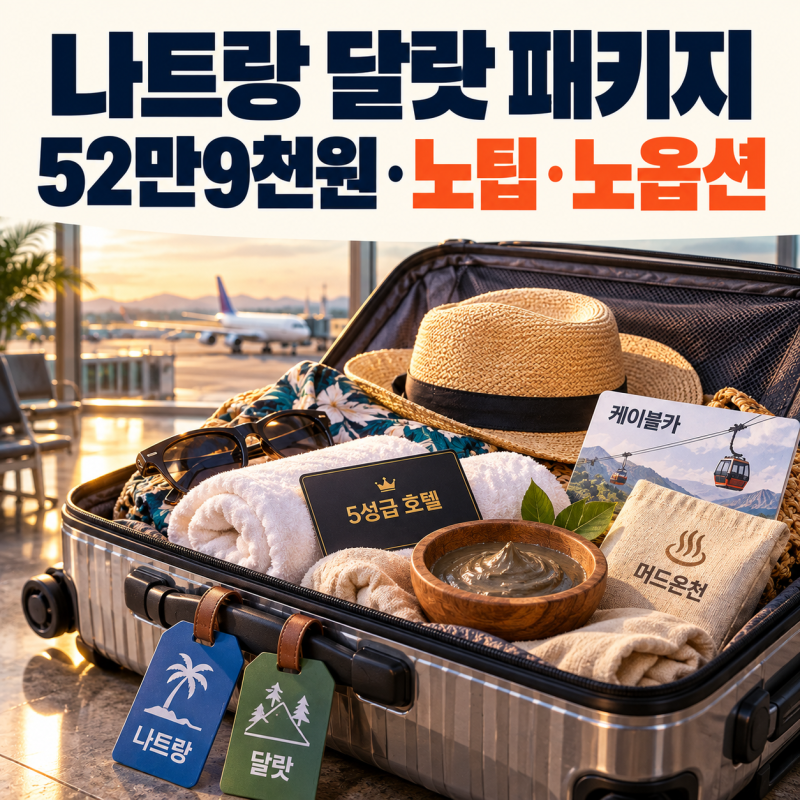 부산 나트랑 달랏 패키지 52만9천원 노팁 노옵션이면 뭐가 포함되나요