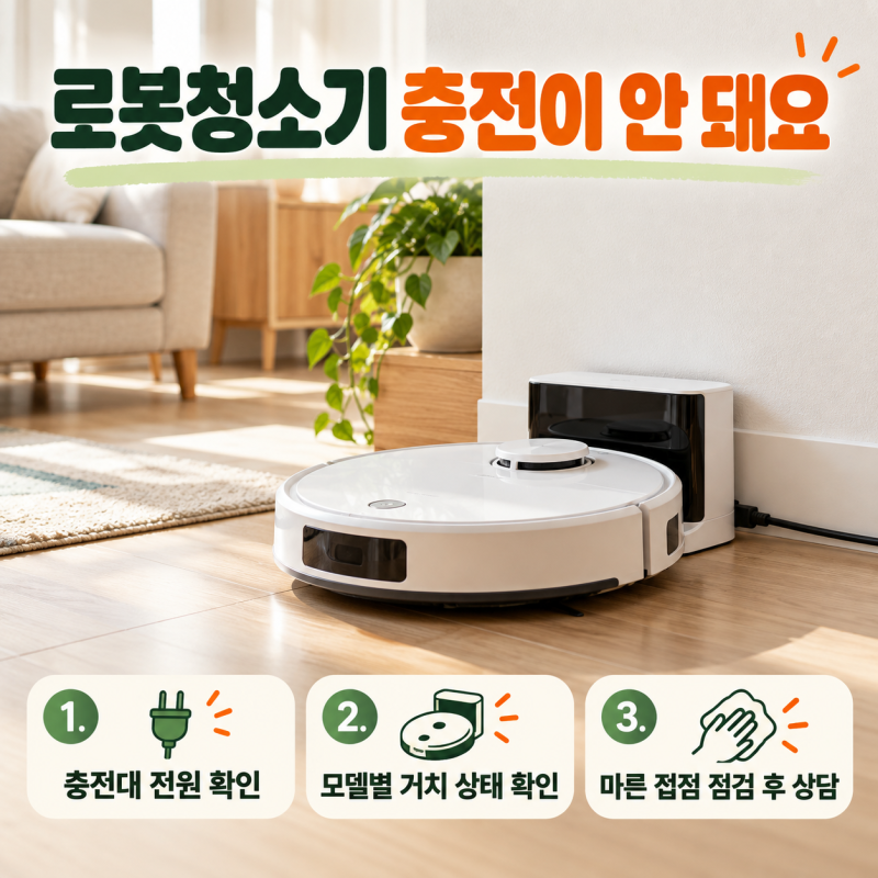로봇청소기 충전이 안 될 때, 전원·정렬·접점을 확인하는 순서