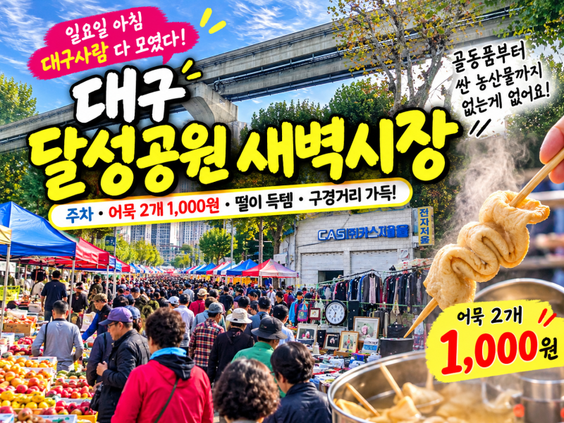 대구 달성공원 새벽시장 일요일 후기｜주차부터 어묵·떨이 장보기까지 꿀팁
