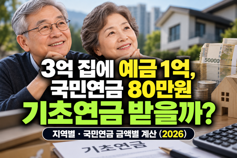 기초연금 모의계산 "3억 집에 예금 1억, 국민연금 80만원" 받을까? 지역별·국민연금 금액별 계....