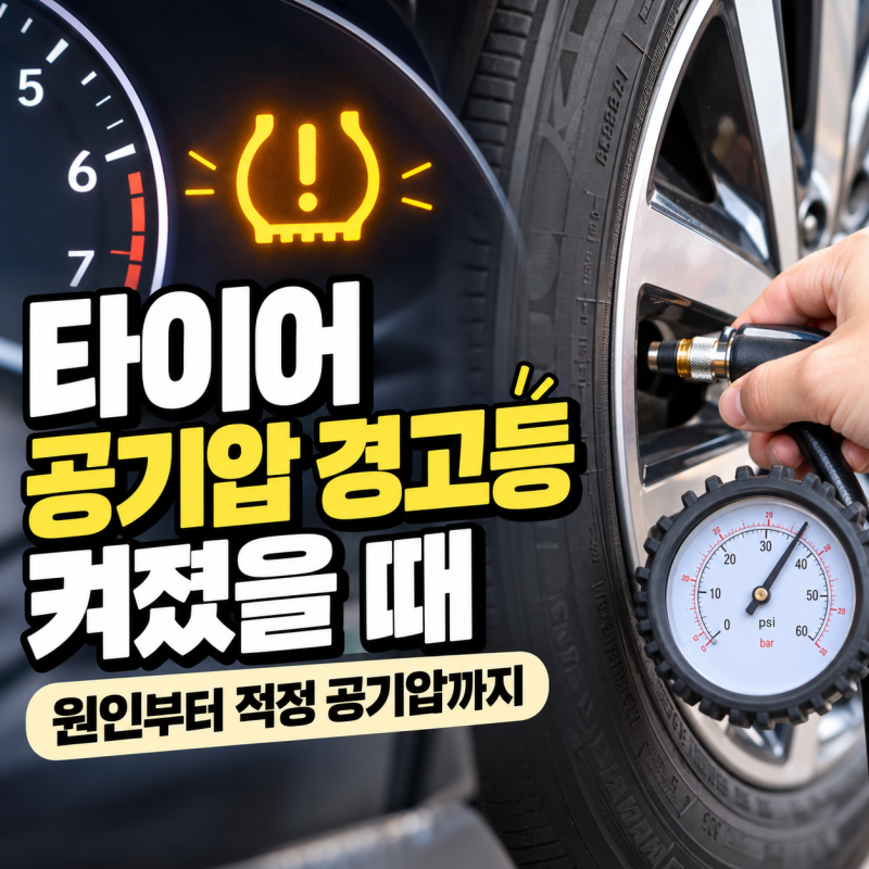 타이어 공기압 경고등 켜졌을 때 원인과 적정 공기압