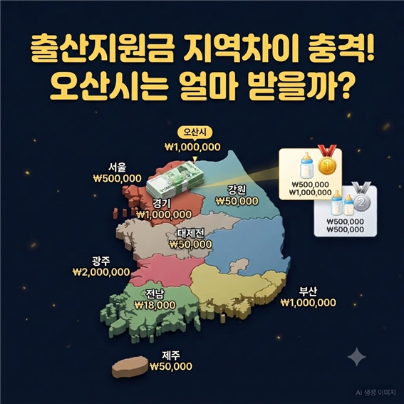 임신 출산지원금 지역별 격차 심각? 오산시 사례로 보는 첫째·둘째 지원 혜택 비교