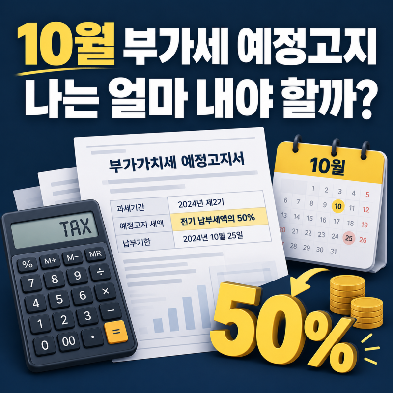 2026년 10월 개인사업자 부가세 예정고지, 대상·금액·납부기한 한 번에 정리