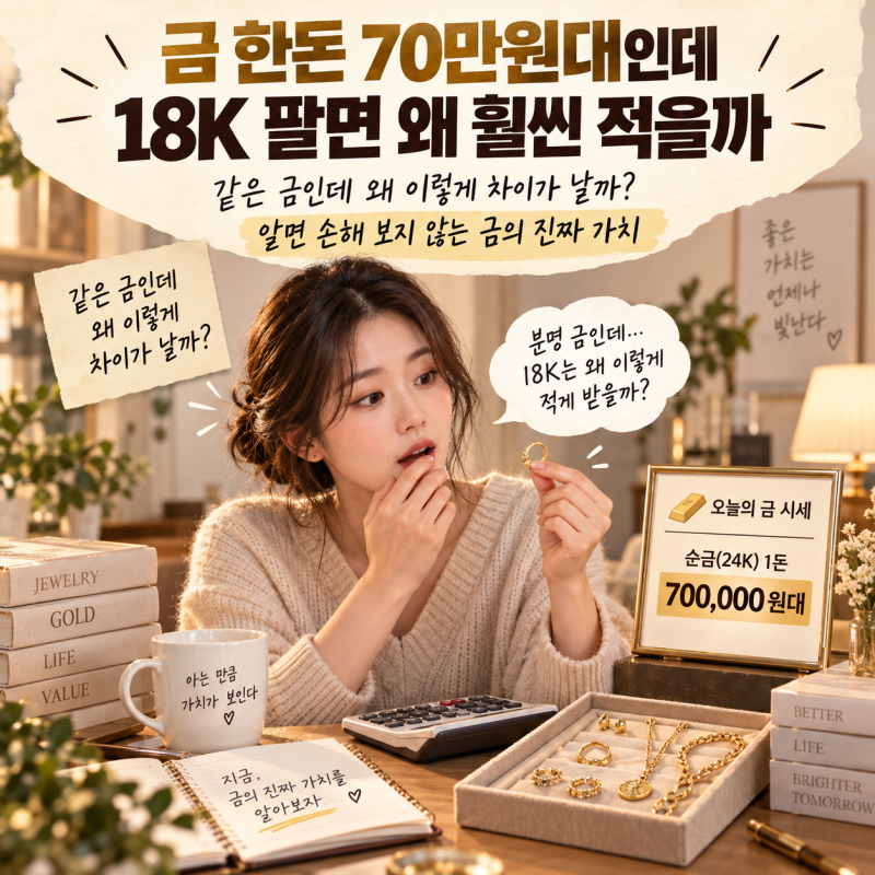 금 한돈 70만원대인데 18K 팔면 왜 훨씬 적을까. 순도 75% 계산의 함정