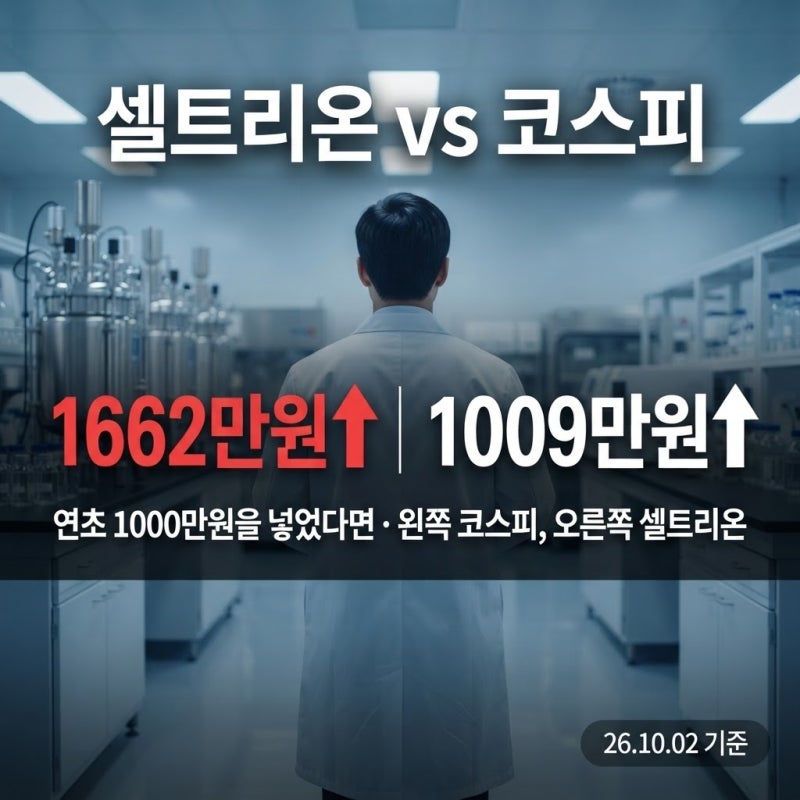 1,000만원 넣었다면 코스피 1,662만원, 셀트리온은 1,009만원 대체 무슨 일?