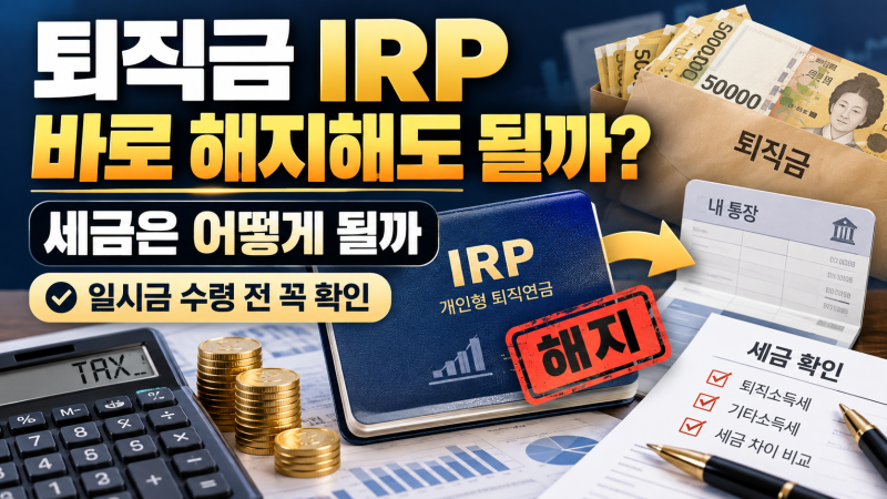 퇴직금 IRP로 받은 뒤 바로 해지해도 될까? 세금은 어떻게 될까?