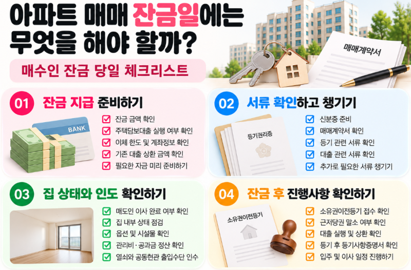 아파트 매매 잔금일에는 무엇을 해야 할까? | 매수인 잔금 당일 체크리스트
