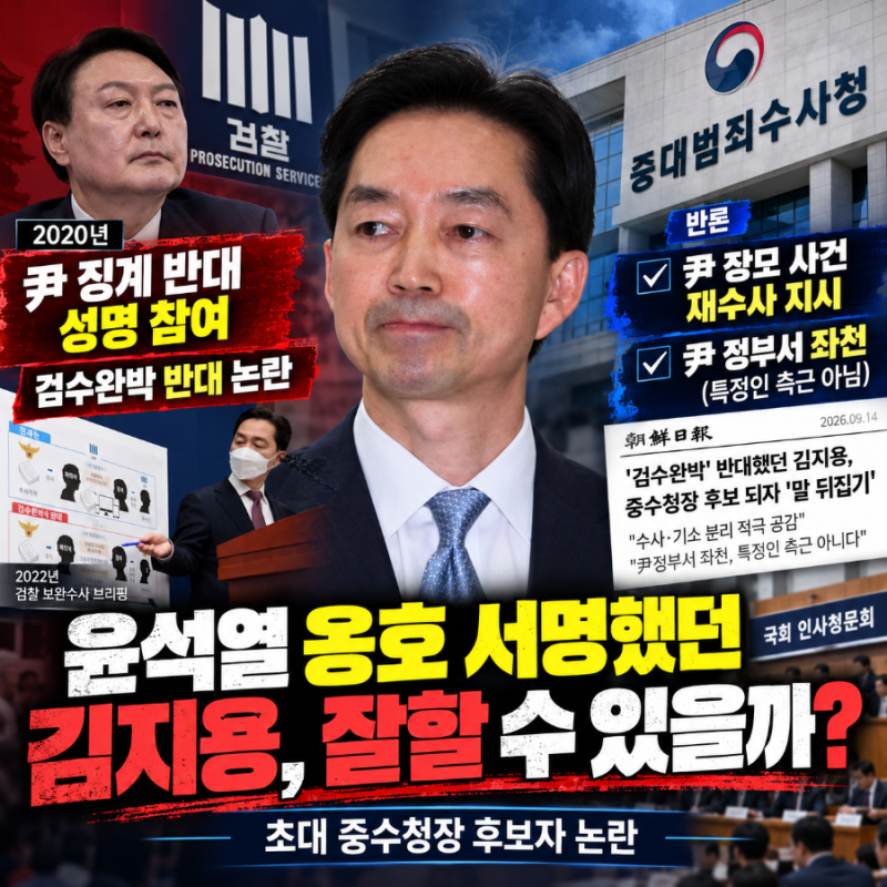 중수청장 인사청문회 주요쟁점 예상 - 이랬던 김지용이 잘할수 있을까? (박은정의원 언급)