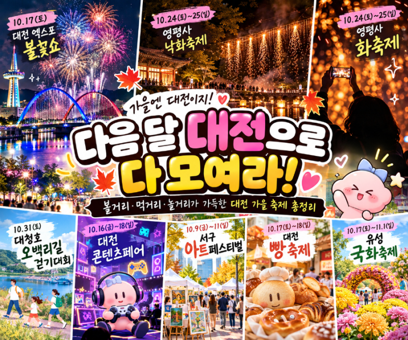 10월 대전 축제 일정 총정리 대전축제 대전10월축제 대전가볼만한곳 대전아이와가볼만한곳 ....