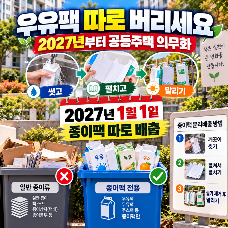 우유팩 2027년부터 따로 버려야 하나?｜공동주택 종이팩 분리배출 의무화