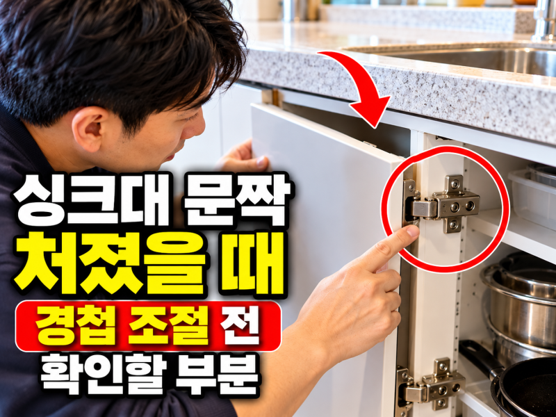 싱크대 문짝이 처졌을 때, 경첩 조절 전 확인할 부분