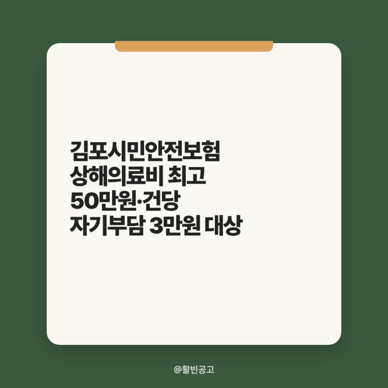 김포시민안전보험 상해의료비 최고 50만원·건당 자기부담 3만원 대상