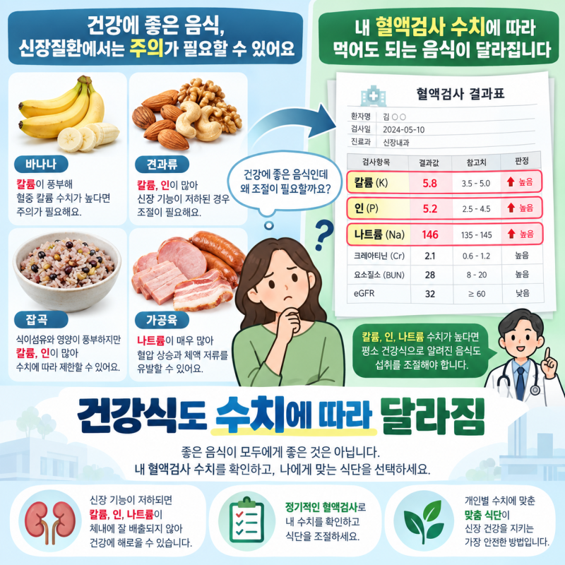 신장에 좋은 음식, 검사 수치에 따라 피해야 할 식단이 달라지는 이유