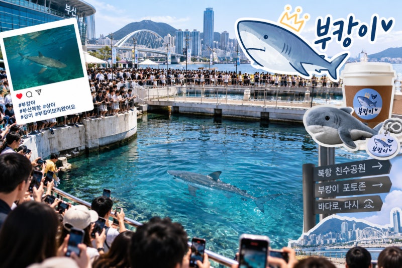 부산 북항 상어 '부캉이' 출몰로 인파 90만 명 돌파 '폭발적 관심' 속 구조 작업의 현주소