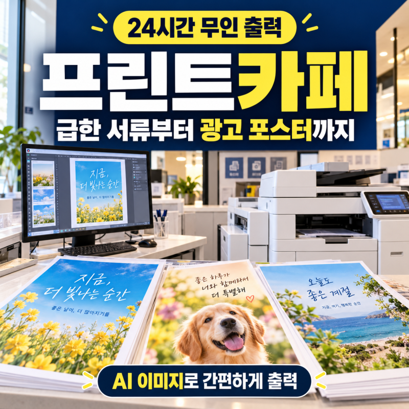 프린트카페 활용법, 급한 서류부터 AI로 만든 광고 포스터까지 ️