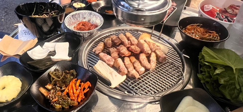 [순천 백돈] 연탄구이 삼겹살맛집 푸짐한 셀프바 현지인 찐맛집