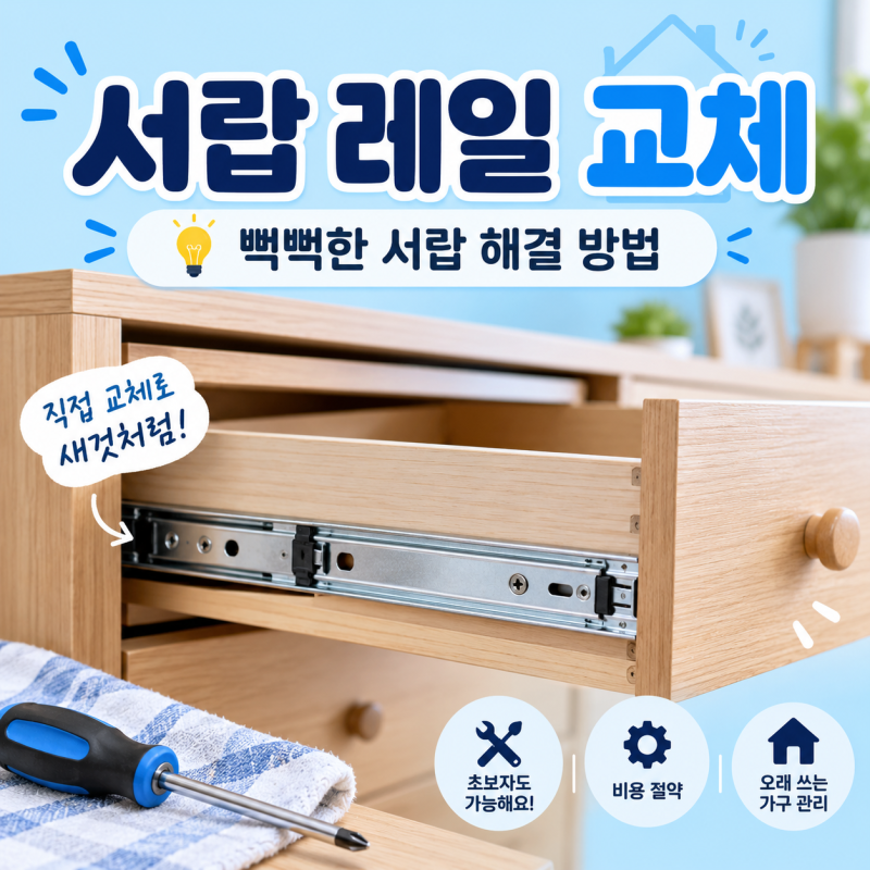 서랍 레일 교체, 서랍이 뻑뻑할 때 직접 바꿔본 간단한 방법