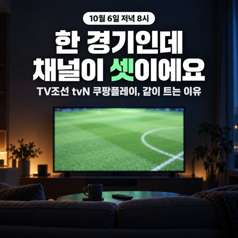 A매치 중계 채널 TV조선 tvN 쿠팡플레이, 세 곳에서 같이 트는 이유