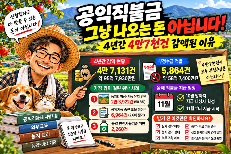 공익직불금 그냥 나오는 돈 아닙니다｜4년간 4만7천건 감액된 이유