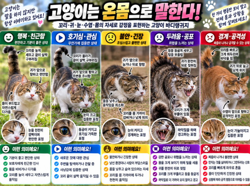 고양이 바디랭귀지 꼬리만 봐도 기분을 알 수 있다?
