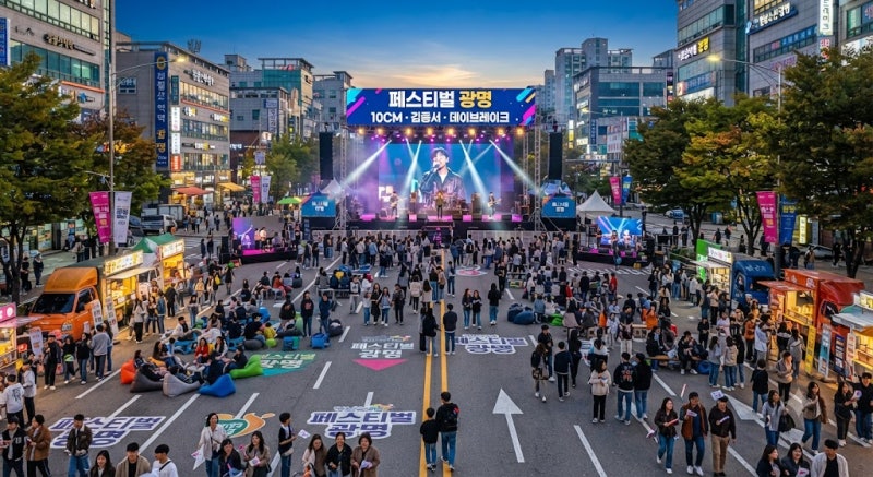 [광명 축제] 10CM·김종서·데이브레이크 출격! 8차선 도로가 음악 광장으로 변신하는 '페스티....