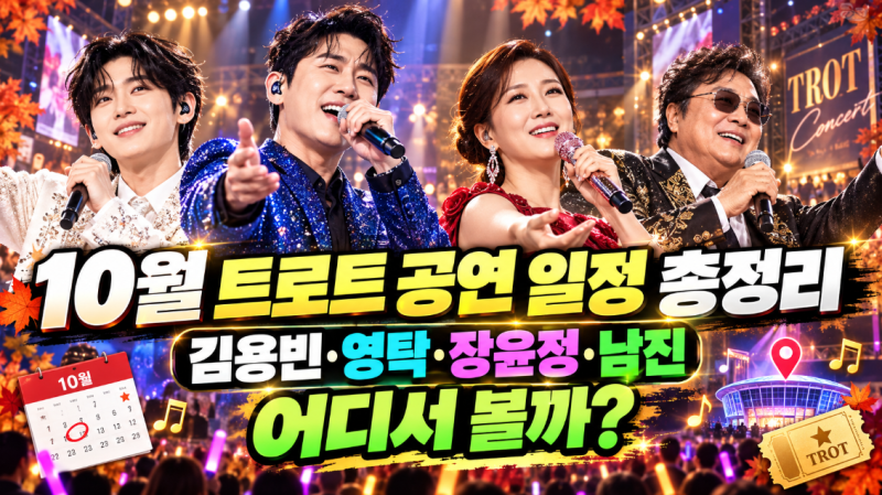 10월 트로트 공연 일정 총정리｜김용빈·영탁·장윤정·남진 어디서 볼까?