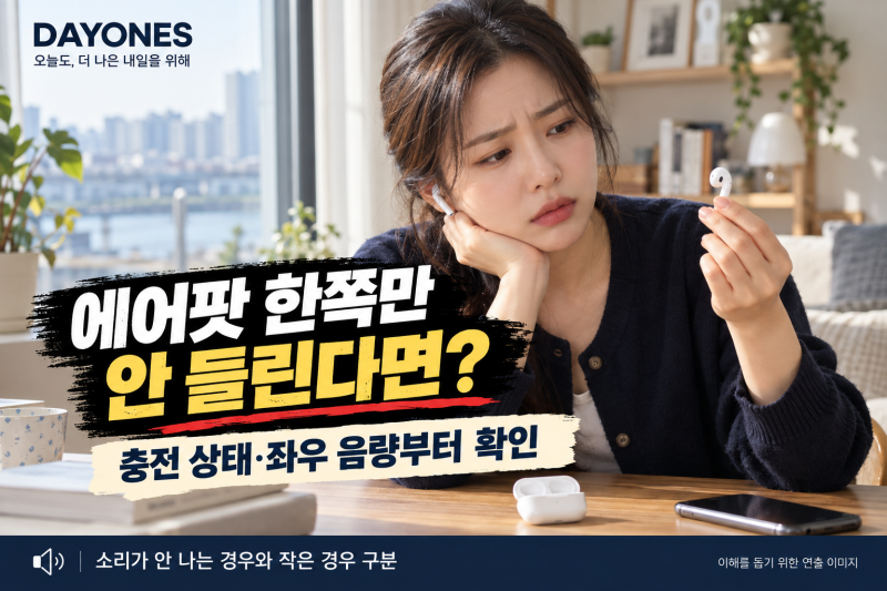 에어팟 한쪽만 안 들린다면? 충전 확인부터 좌우 음량·재설정까지