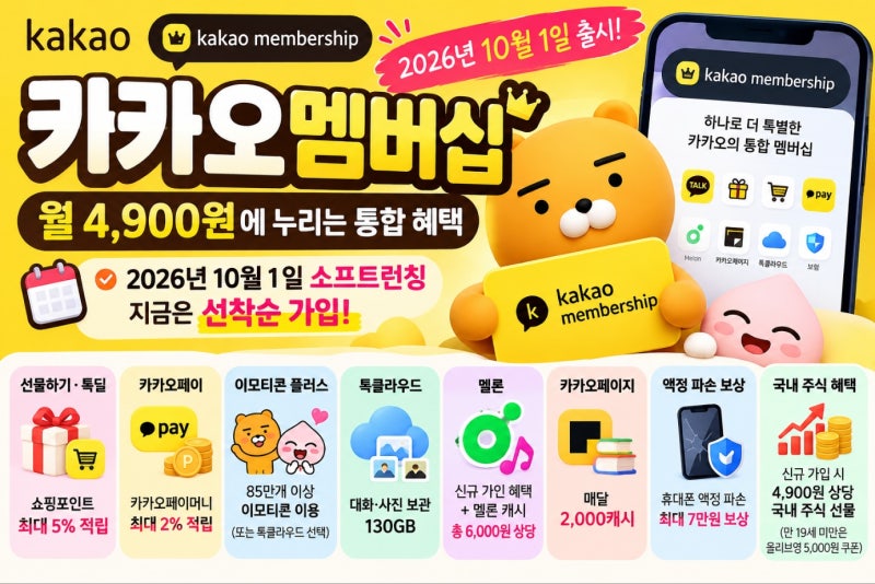 카카오멤버십 출시｜월 4,900원 혜택·가입방법·선착순 모집·이모티콘 총정리