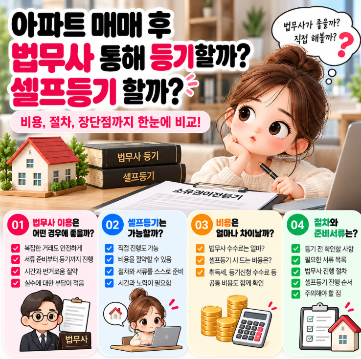 아파트 매매할 때 법무사는 꼭 필요할까? | 셀프등기와 법무사 이용 차이 알아보기