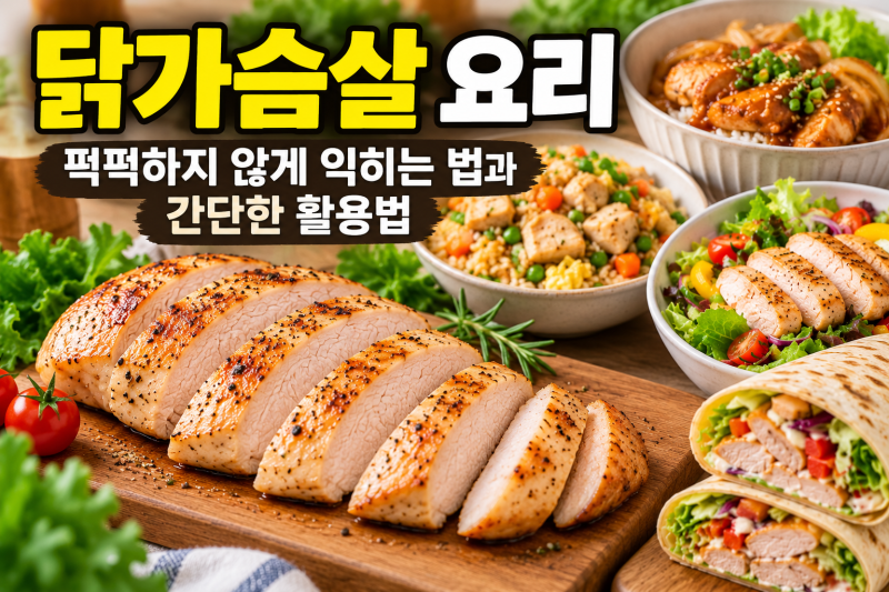 닭가슴살 요리, 퍽퍽하지 않게 익히는 법과 간단한 활용법