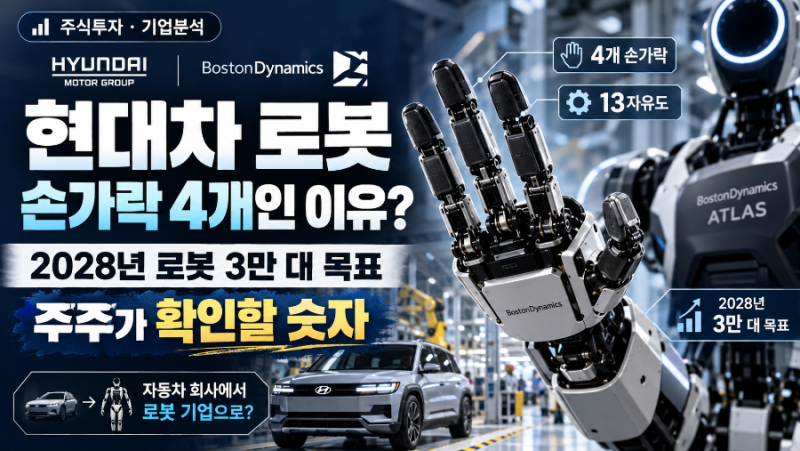 현대차 로봇 손가락이 4개인 이유? 2028년 연간 3만 대 생산 계획, 주주가 확인할 숫자