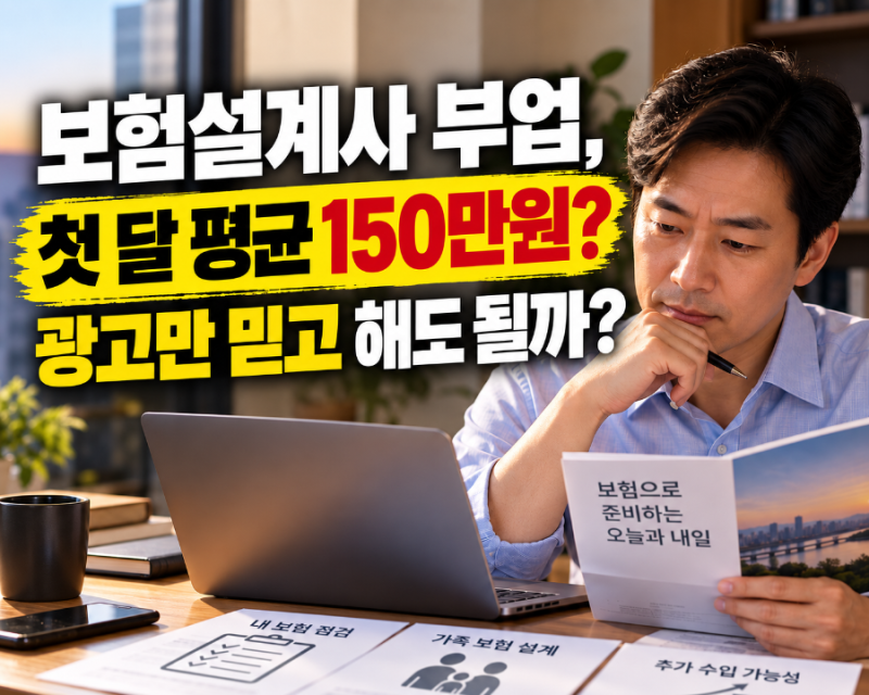 보험설계사 부업, 첫 달 평균 150만원? 광고만 믿고 해도 될까?