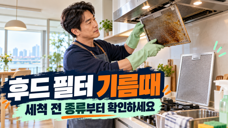 주방 후드 필터 기름때 청소법, 금속필터와 탈취필터부터 구분하세요