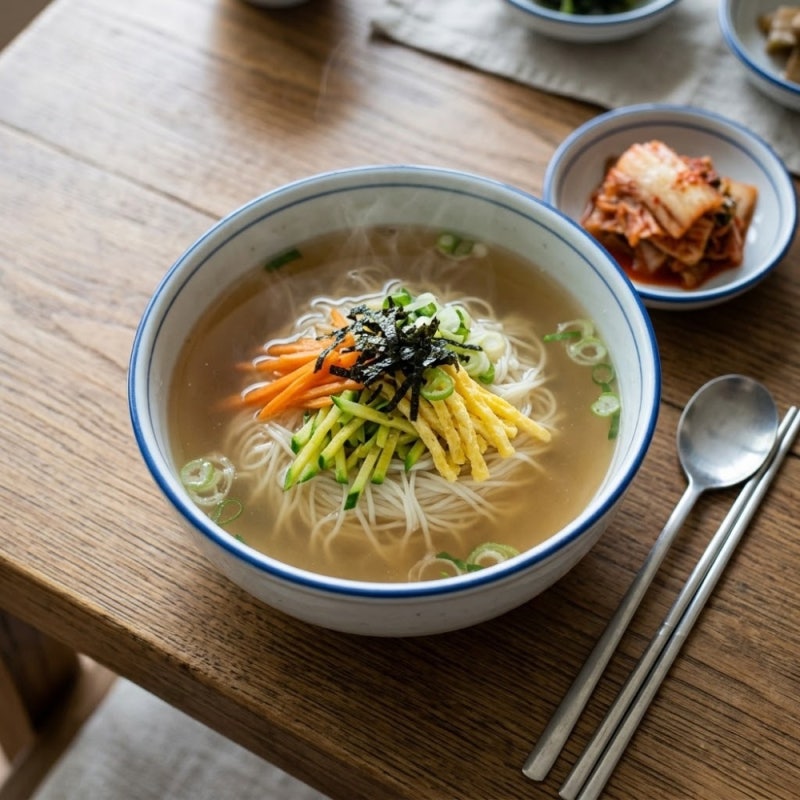 잔치국수 레시피, 면이 붇지 않는 순서와 육수 2가지 비교 (다시팩 7분 vs 하룻밤 냉침)