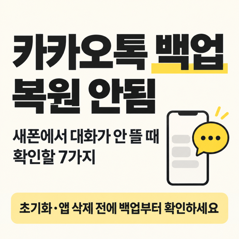 카카오톡 백업 복원 안됨, 새폰에서 대화가 안 뜰 때 확인할 7가지