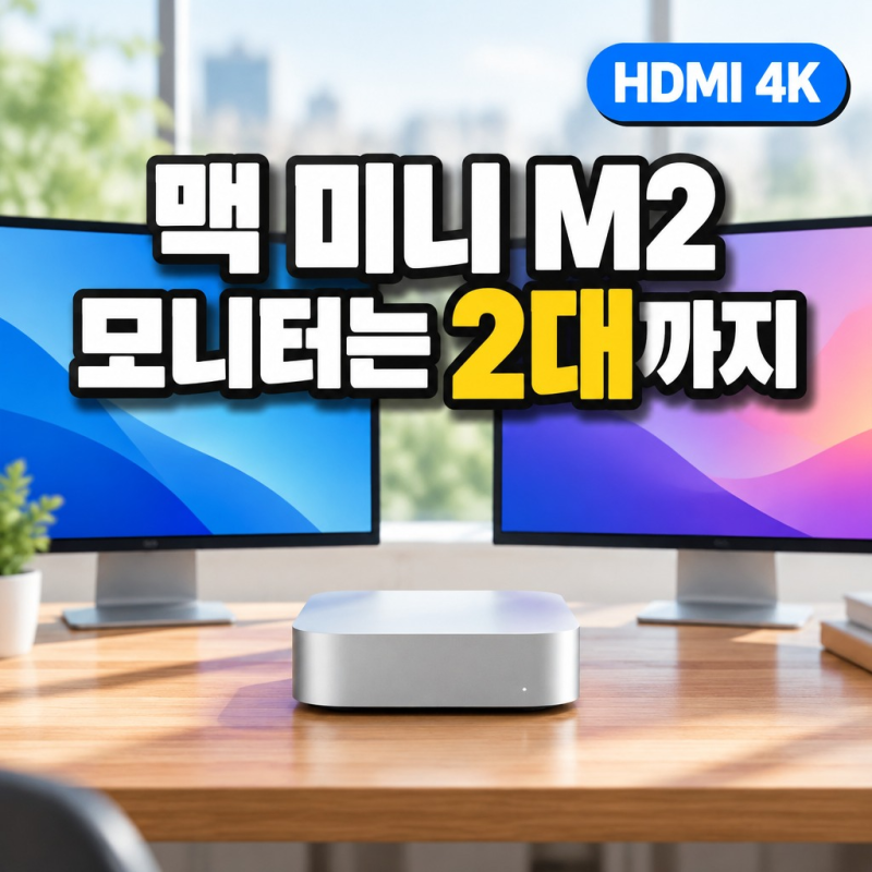 맥 미니 M2 모니터는 최대 2대이고 HDMI는 4K 60Hz까지예요