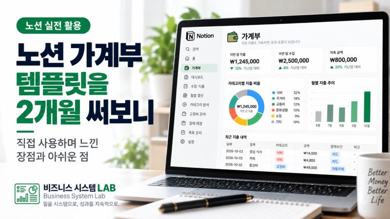 노션 가계부 템플릿을 2개월 써보니