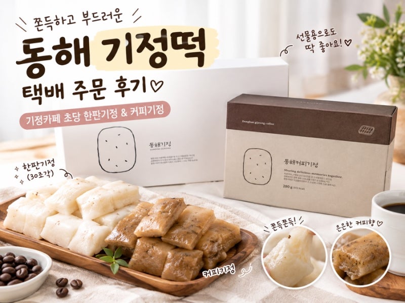동해 기정떡 택배 주문 후기｜기정카페 초당 한판기정 & 커피기정