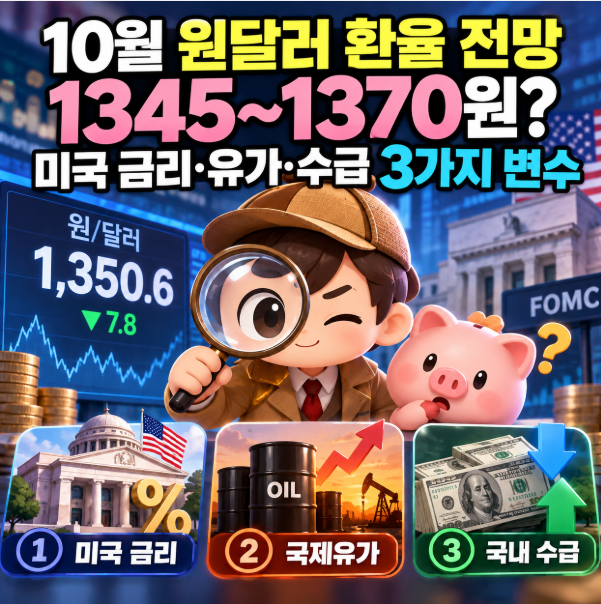 10월 원달러 환율 전망 1345~1370원? 미국 금리·유가·수급 3가지 변수