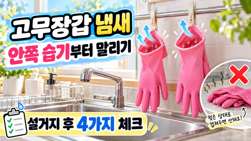 고무장갑 냄새, 안쪽 습기부터 말리기