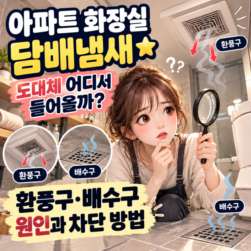 아파트 화장실 담배냄새 어디서 들어올까?｜환풍구·배수구 원인과 차단 방법