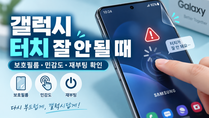 갤럭시 터치가 잘 안 될 때 해결 방법｜보호필름·민감도·재부팅 확인